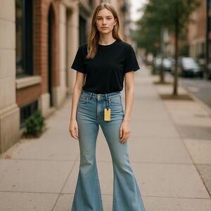 Vibrant Light Blue Flare Jeans